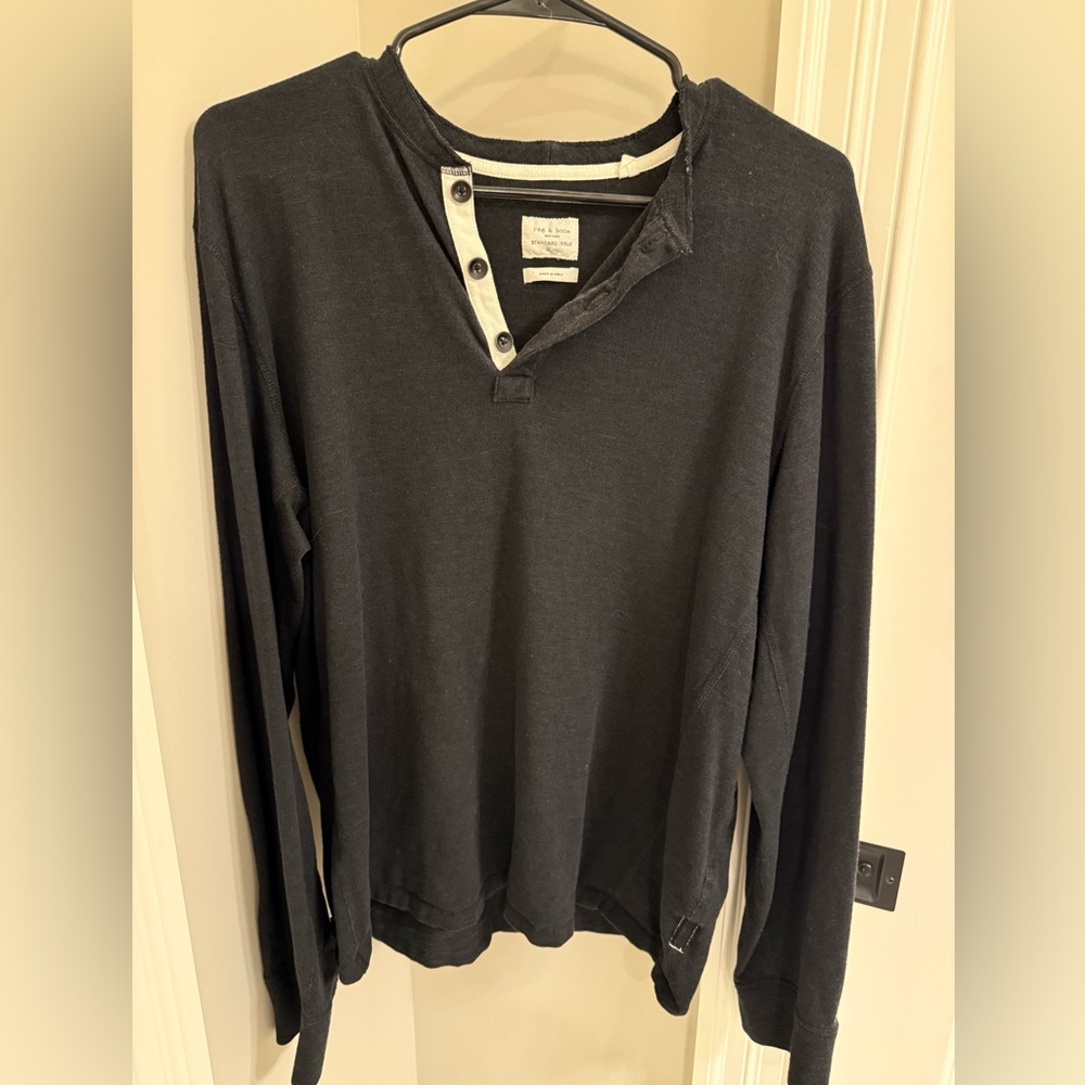 Rag & Bone Standard Issue Men’s Henley Shirt xL, 100% Cotton Slub Peru